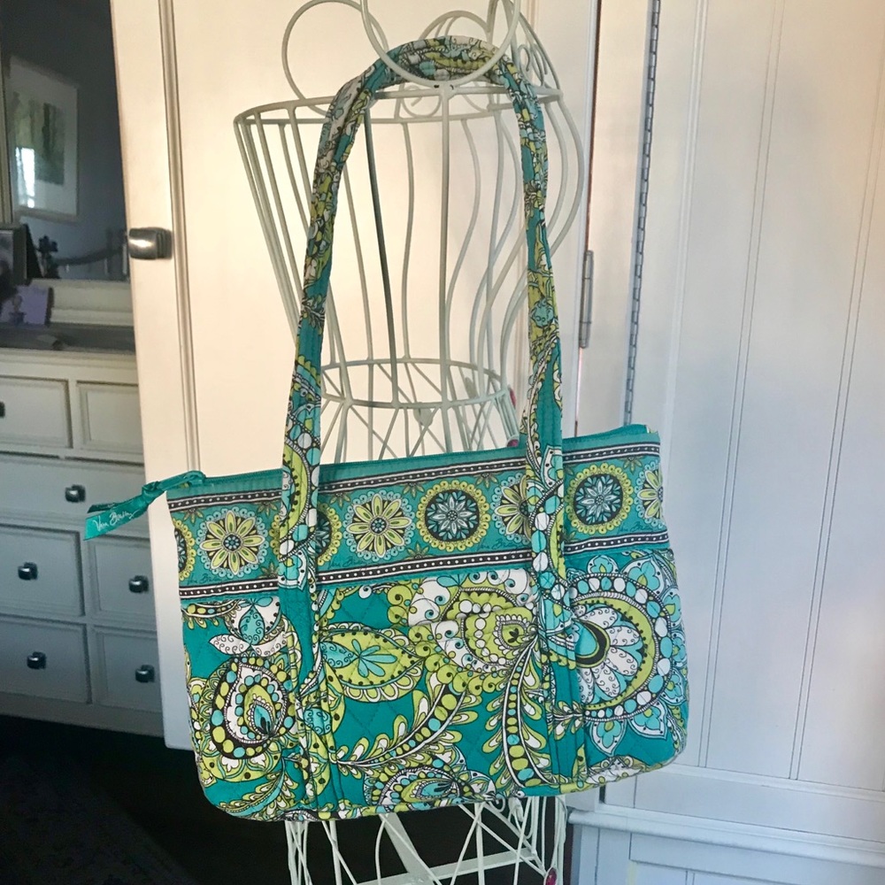 Vera Bradley medium tote bag Peacock blue green
